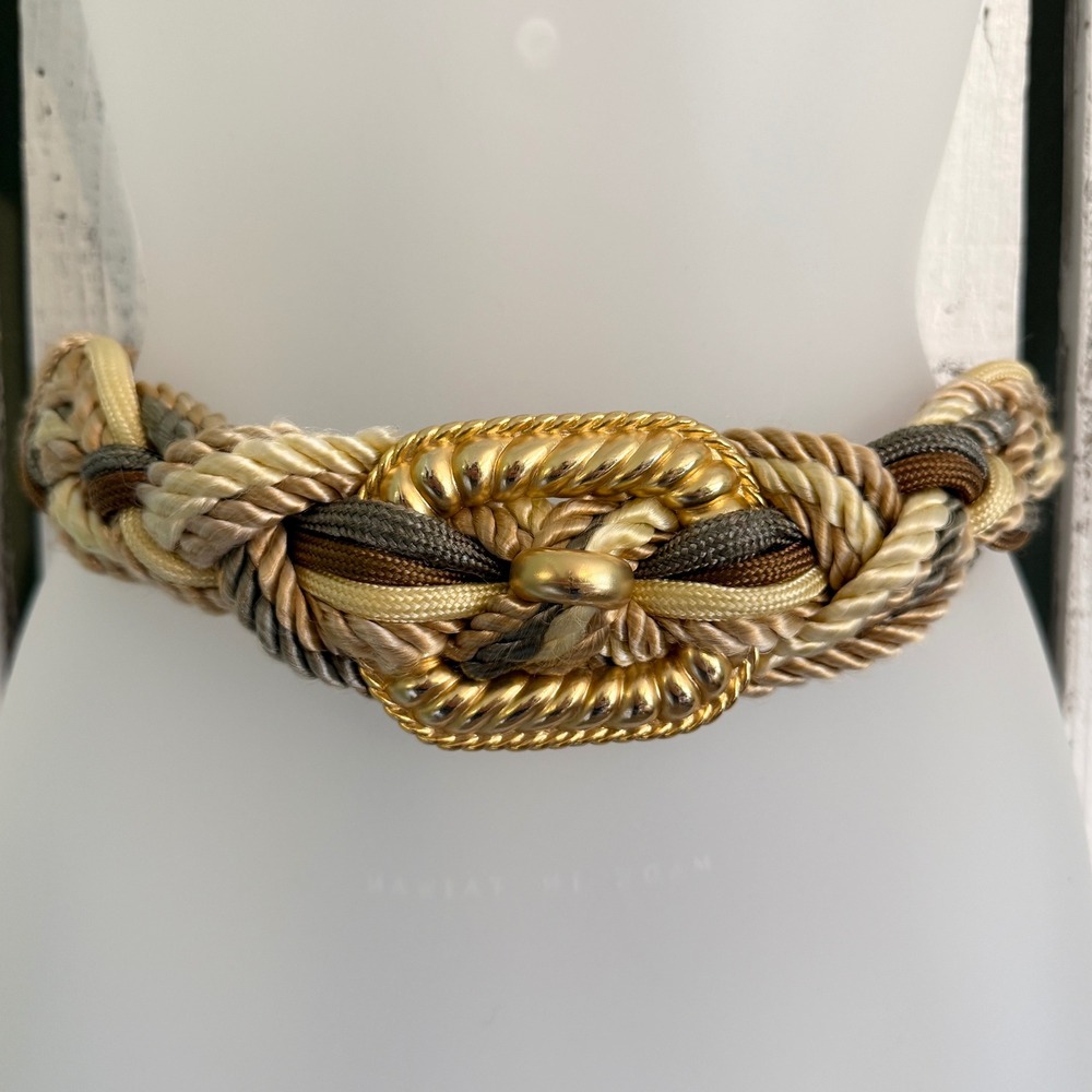 Vtg 80s Gold Metallic Rope Belt Braided Woven Boho Festival Retro Fairy One Size